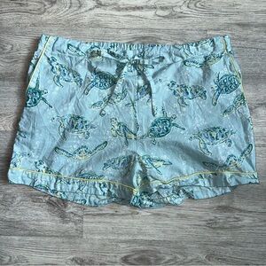Mahogany Light Blue Turtle Print Pajama Women's Shorts with Pockets S